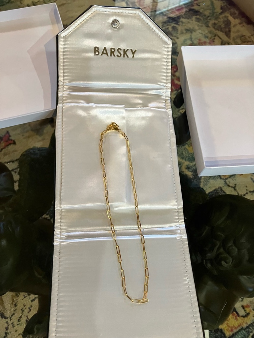 BARSKY JEWELERS 14k over sterling silver paper clip necklace  NIB